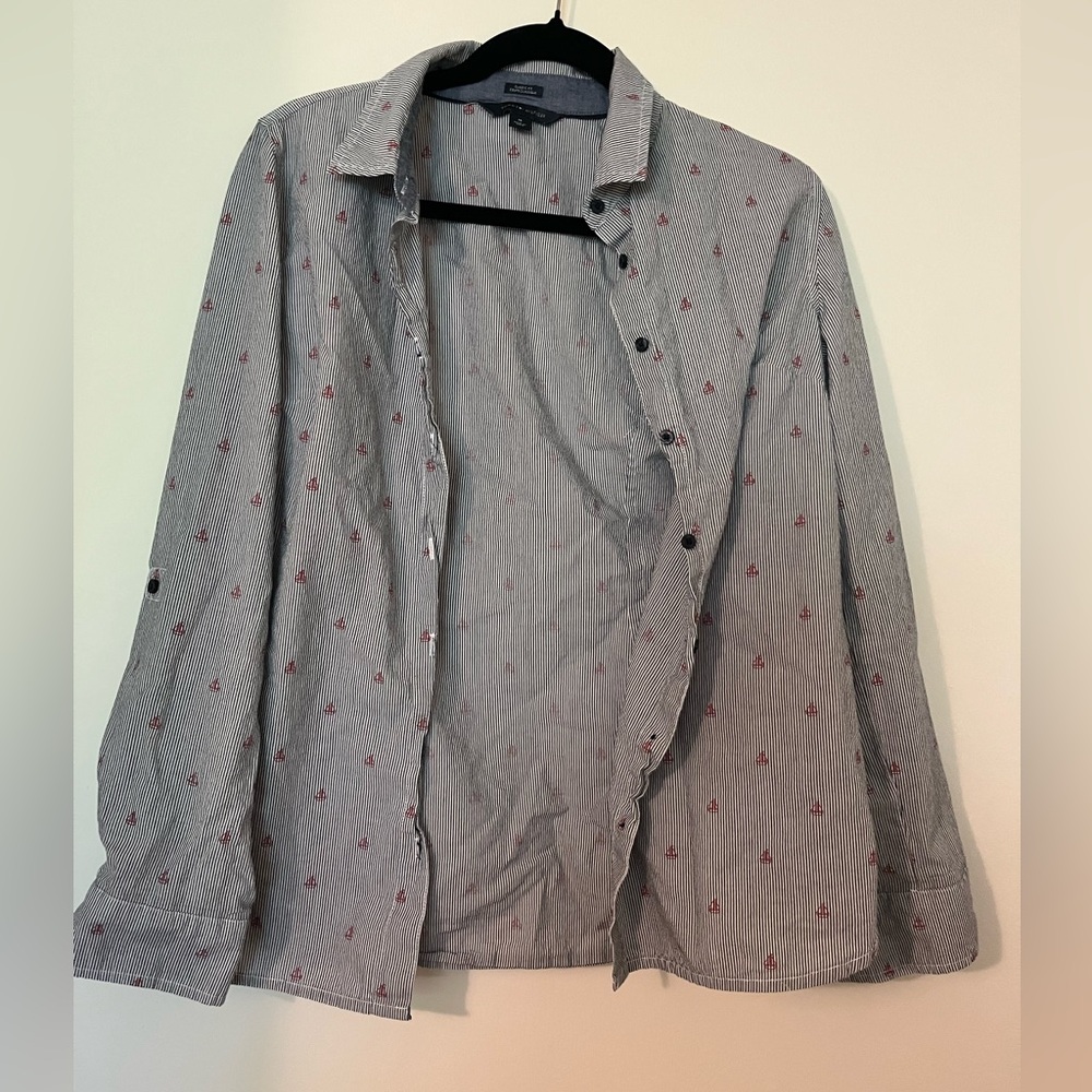 Tommy Hilfiger Blue and White Button-Up